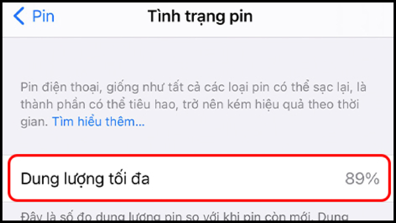 Kiểm tra mục Dung lượng tối đa