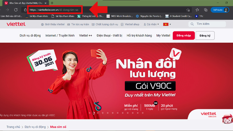 Vào trang vietteltelecom.vn để mua SIM của Viettel
