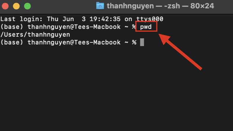 Lệnh pwd trên Terminal