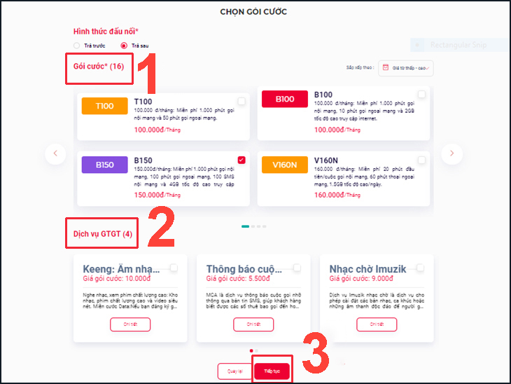 Hãy chọn gói cước và dịch vụ bạn muốn
