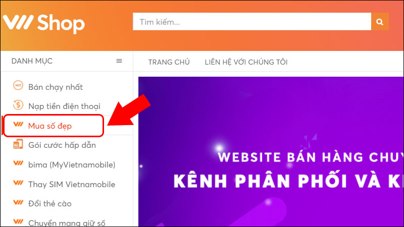 Vào trang chủ Vietnamobile để mua SIM số