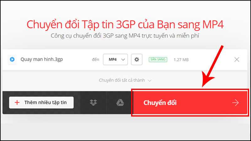 Nhấn nút Chuyển đổi