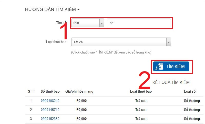 Tìm kiếm đầu số 0909