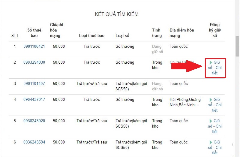 Chọn Giữ số để lấy số