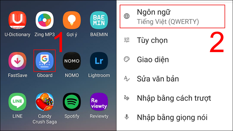 Vào Gboard, chọn Ngôn ngữ