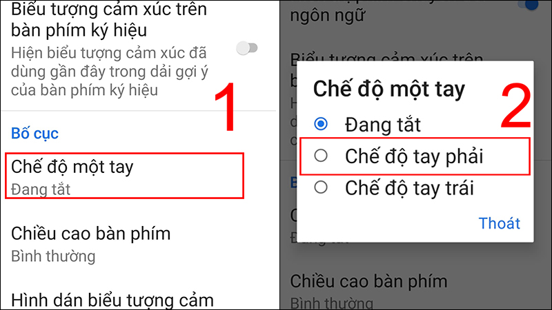 Chọn Chế độ một tay, chọn chế độ bạn muốn