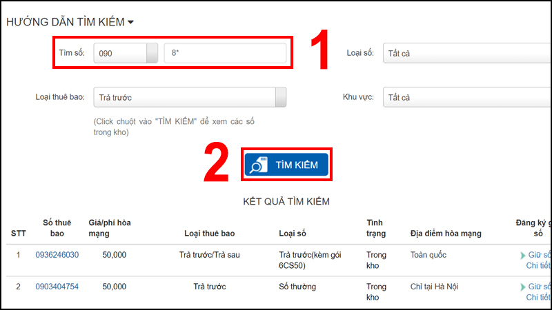 Nhấn TÌM KIẾM để tiếp tục