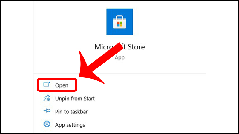 Mở Microsoft Store