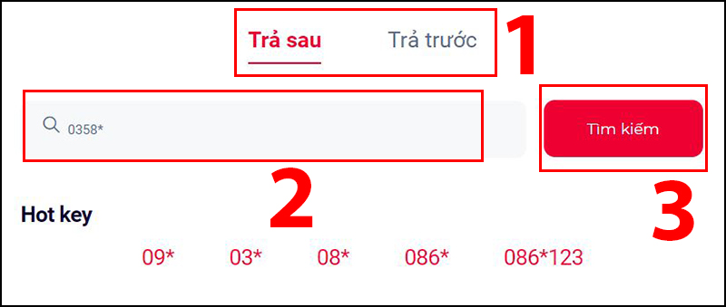 Nhấn vào thanh Tìm kiếm số và nhập số SIM bạn muốn