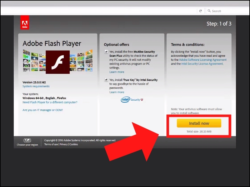 Tải phần mềm Adobe Flash Player về máy.