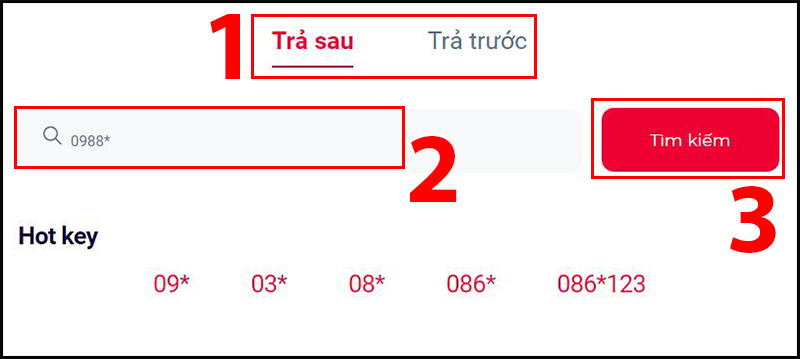 Nhập vào ô Tìm kiếm số và nhập 0988*