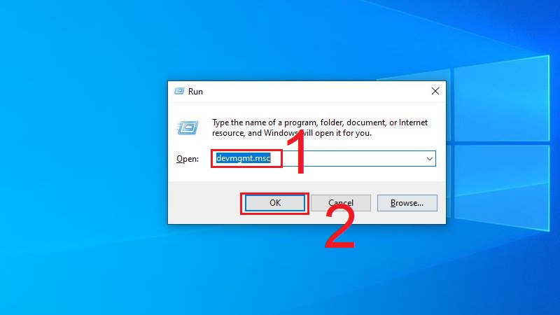 Mở Device Manager bằng cửa sổ Run