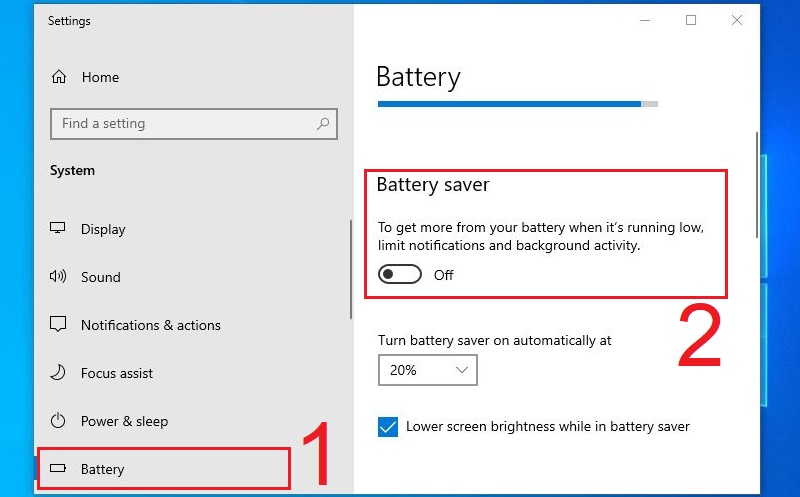 Tắt chế độ Battery Saver