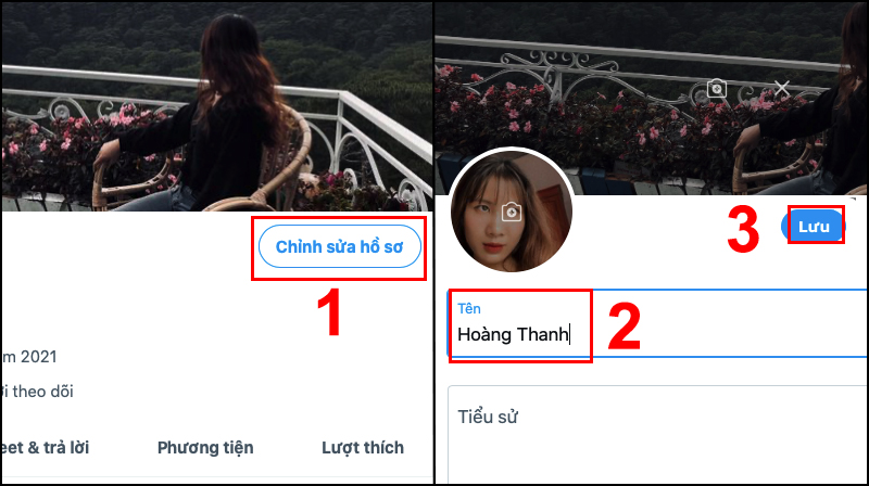 Thay đổi tên mới trong hồ sơ của bạn