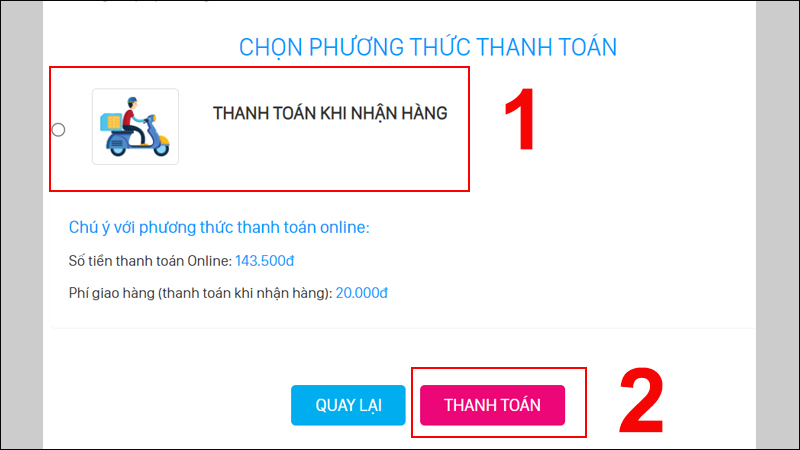 Tiến hành thanh toán 