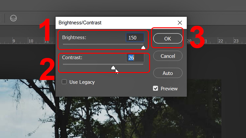 Chỉnh thanh Brightness và Contrast sao cho hợp mắt