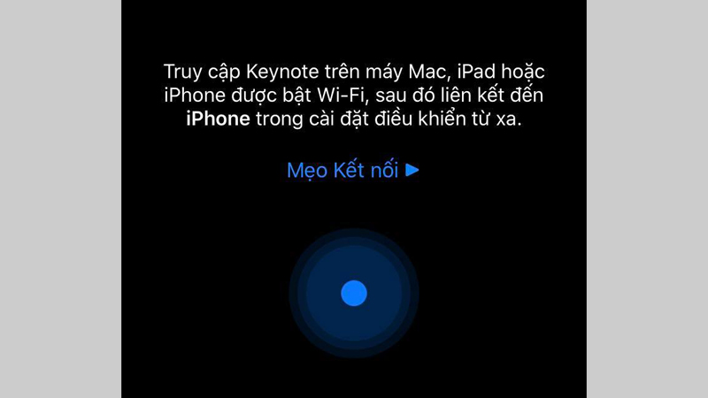 iPhone hiển thị màn hình thiết lập điều khiển từ xa