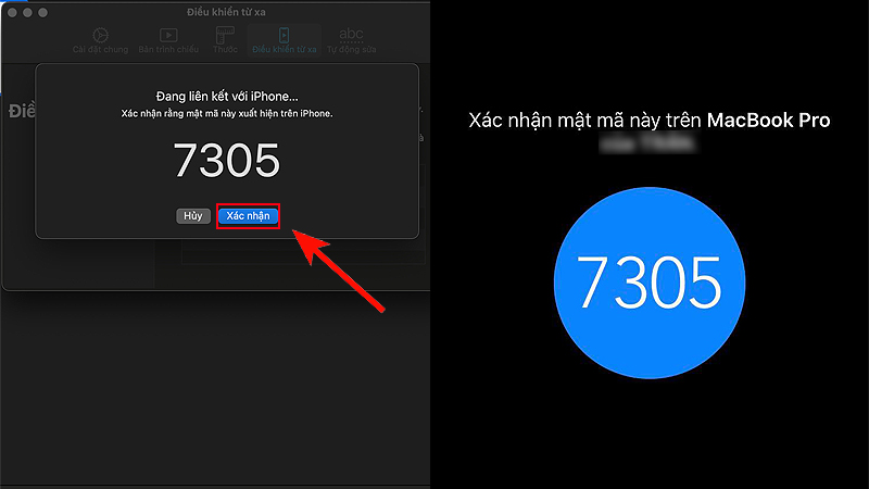 Bấm Xác nhận trên máy Mac