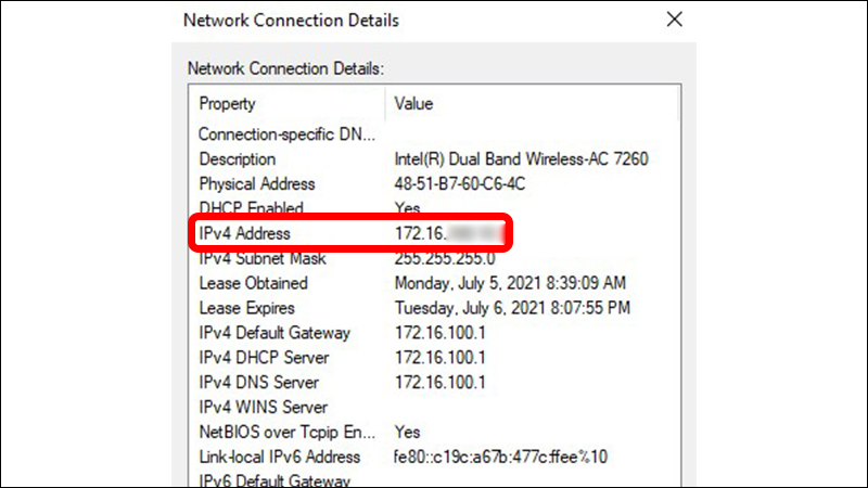 Kiểm tra địa chỉ IP của máy