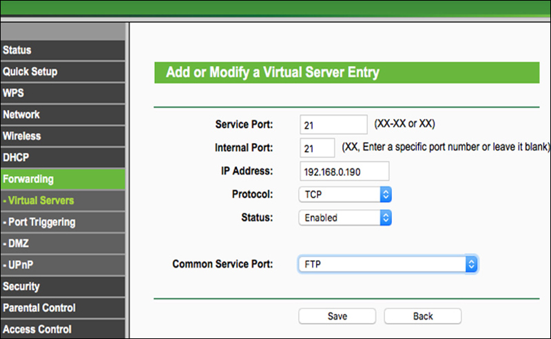 Thiết lập kết hợp Port forwarding với IP filtering
