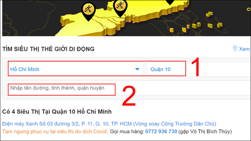 Nhập địa chỉ nơi mình sinh sống