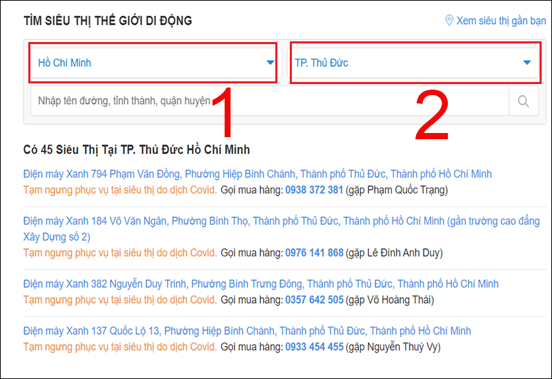 Tìm cửa hàng Thế Giới Di Động gần nhất