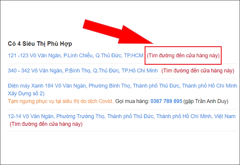 Tìm đường đi đến cửa hàng