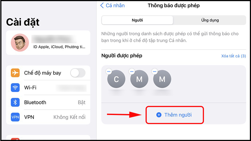 Bạn có thể thêm các liên hệ bằng cách chọn Thêm người (Add Contact)