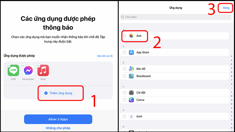 Chọn các ứng dụng được phép gửi thông báo cho bạn