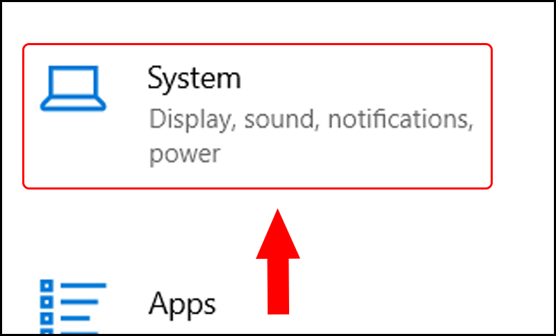 Tìm và chọn mục System