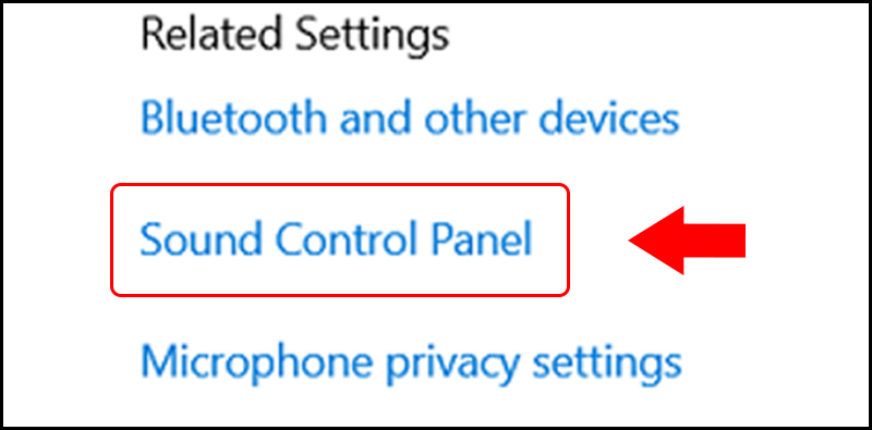 Sau đó mở mục Sound control panel