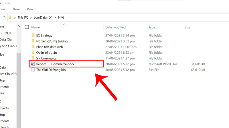 Mở file Word của bạn