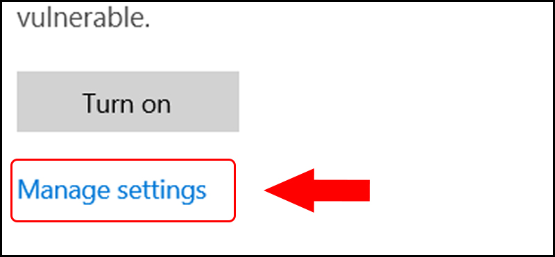 Tiếp tục tìm đến Manage Settings