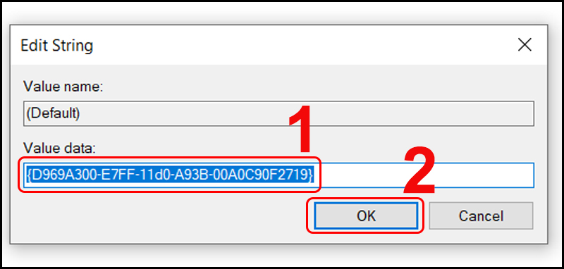 Chỉnh sửa Value data cho Default lại như ảnh