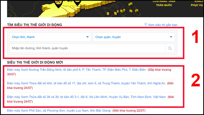 Nhập địa điểm sinh sống của bạn