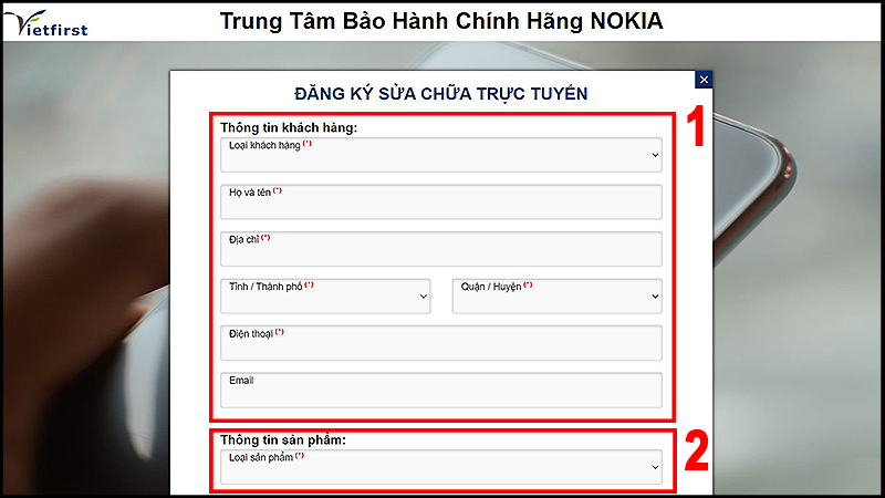 Điền những thông tin mà trang web yêu cầu