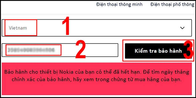Vào trang web bảo hành của Nokia để kiếm tra bảo hành