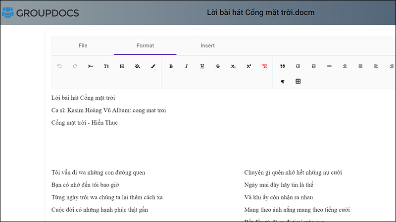 Mở file DOCM bằng trang GroupDocs