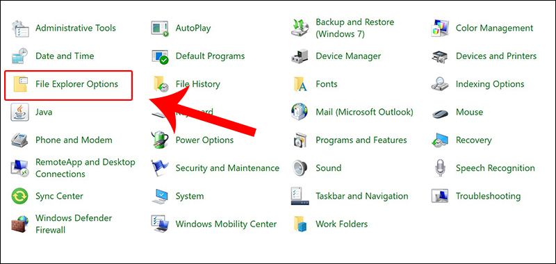 Chọn File Explorer Options