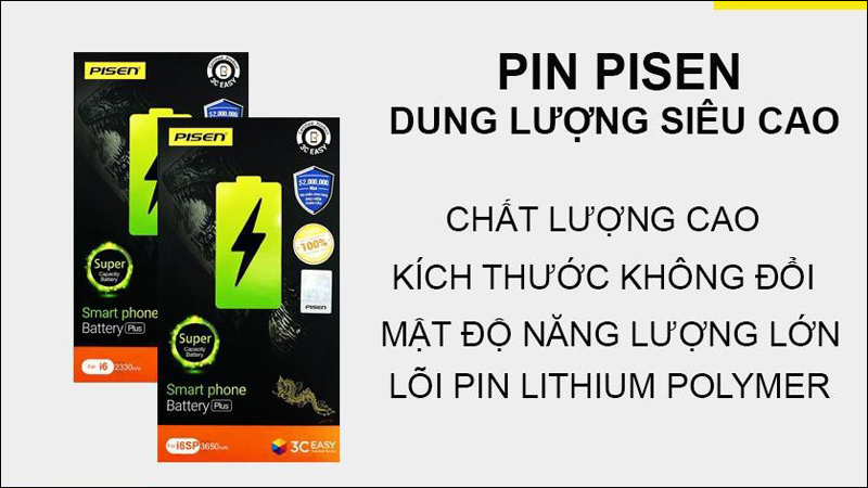 Pisen là thương hiệu pin dung lượng cao nổi tiếng