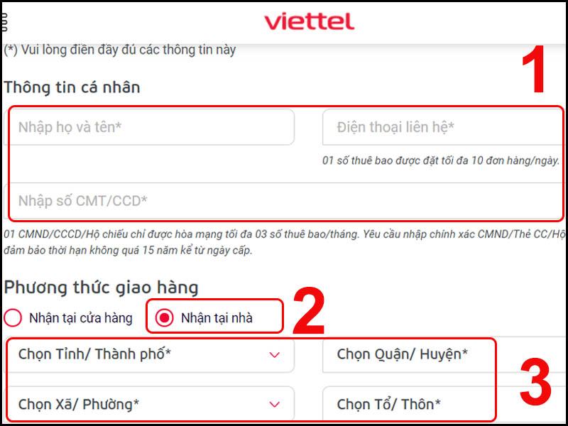 Điền thông tin cần thiết