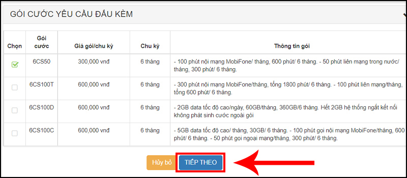 Nhấn TIẾP THEO để tiếp tục