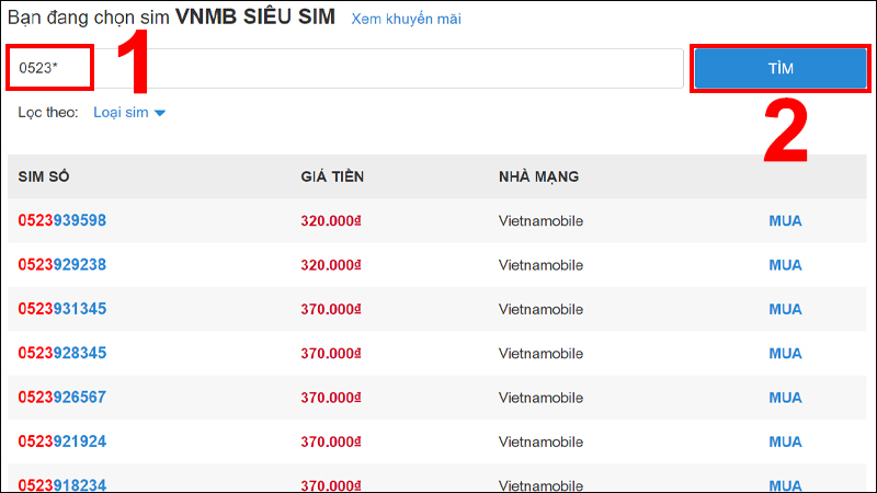 Nhập 0523* để tìm