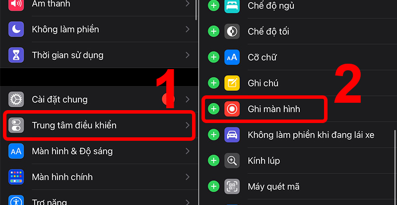 Thêm tính năng Ghi màn hình 
