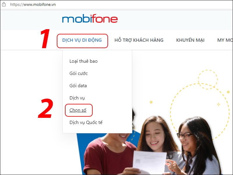 Chức năng chọn số Online tại trang chủ MobiFone