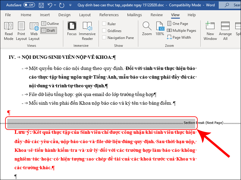 Di chuyển chuột qua lề trái tại section và bôi đen section muốn gộp