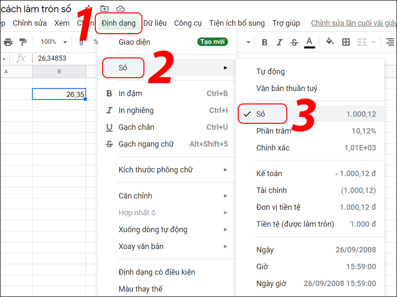 Cách thêm định dạng số