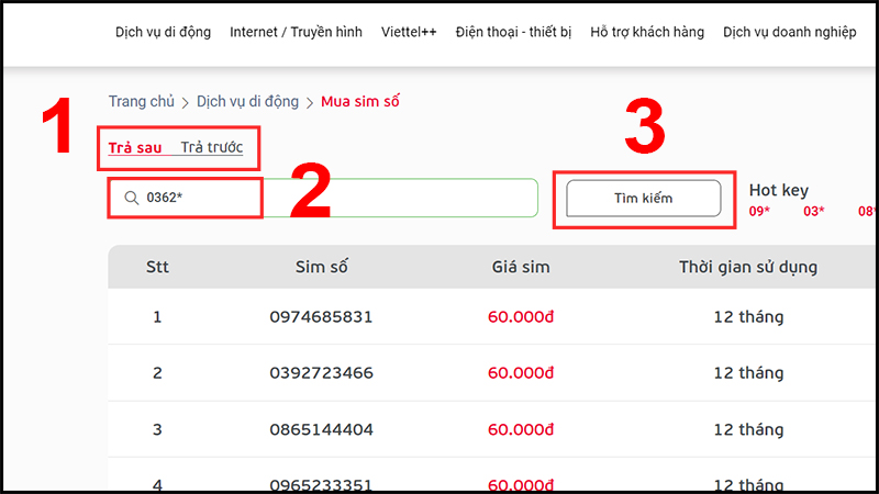 Tìm kiếm SIM đầu số 0362