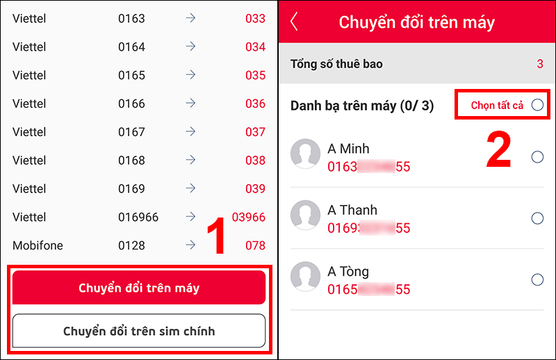 Tiến hành chuyển đổi