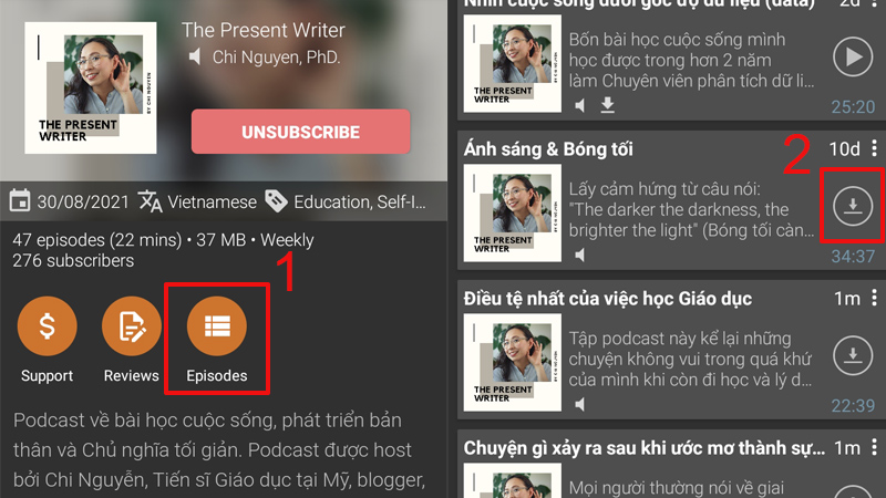 Tải tệp podcast về